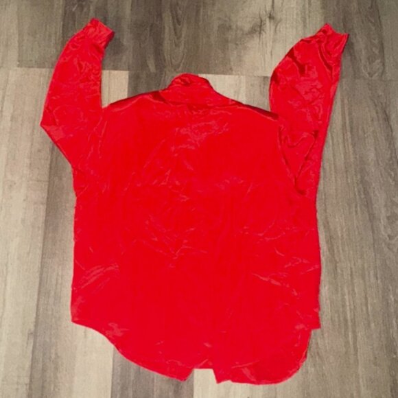 Karen Scott Red Button-Up Long Sleeve Shirt Womens Size 18 Shiny Polyester Vinta - Picture 4 of 6